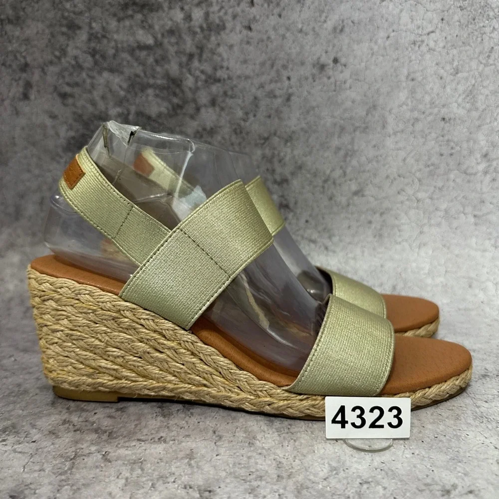 Tommy Bahama Sakura Wedge Sandals Womens 9.5 Champagne Gold Espadrille